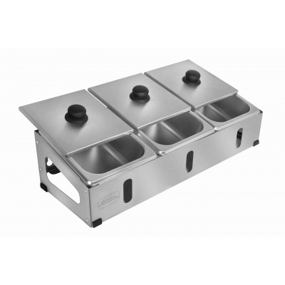 Condimentadora Pizzarola Inox 3 Cubas Inox Tampa Individual - Aisa